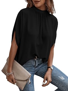Amazon.com: Verdusa Women's Tie Back Dolman Sleeve Blouse